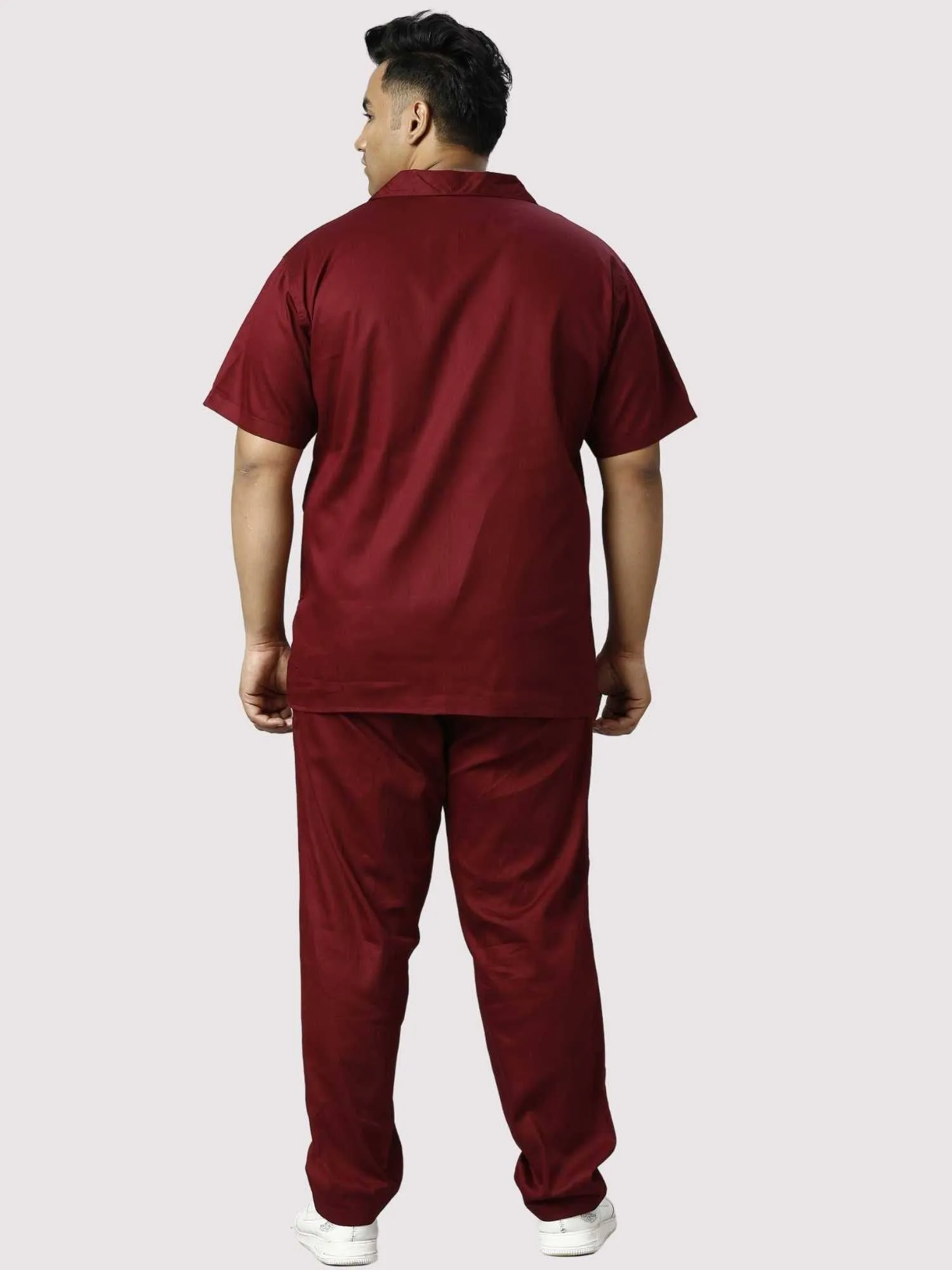 Rustic Solid Red Men Full Co-ords Set Men's Plus Size