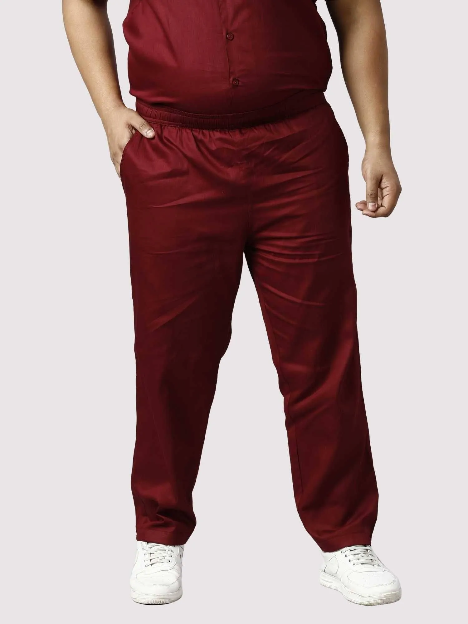 Rustic Solid Red Men Full Co-ords Set Men's Plus Size