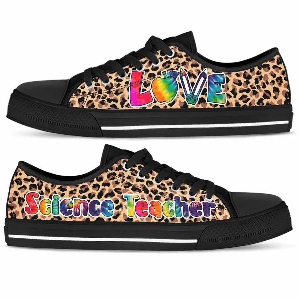 Science Teacher Leopard Love Low Top Shoes, Teacher Shoes, Low Top Sneakers