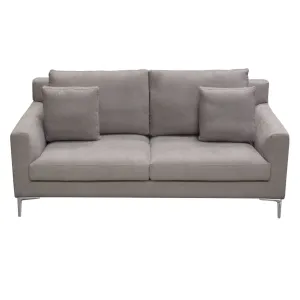 Seattle Loose Back Loveseat in Grey Polyester Fabric w/ Polished Silver Metal Leg by Diamond Sofa