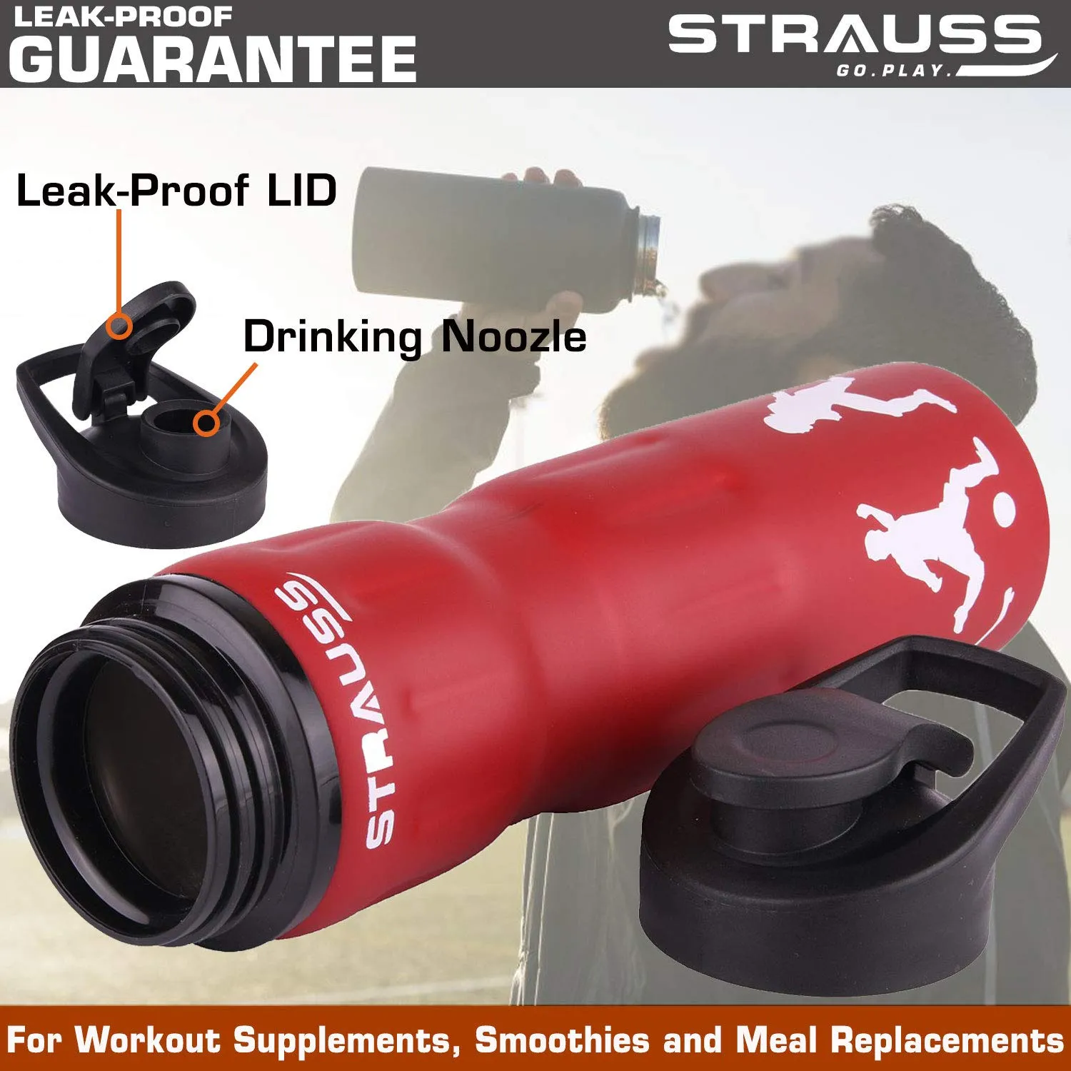 STRAUSS Stainless Steel Water Bottle, 750 ML | 100% Leak Proof | Eco-Friendly and BPA-Free | Water Bottle For Gym, Home, Hiking, Trekking and Travelling | Ideal For Girls, Boys and Kids, (Red)