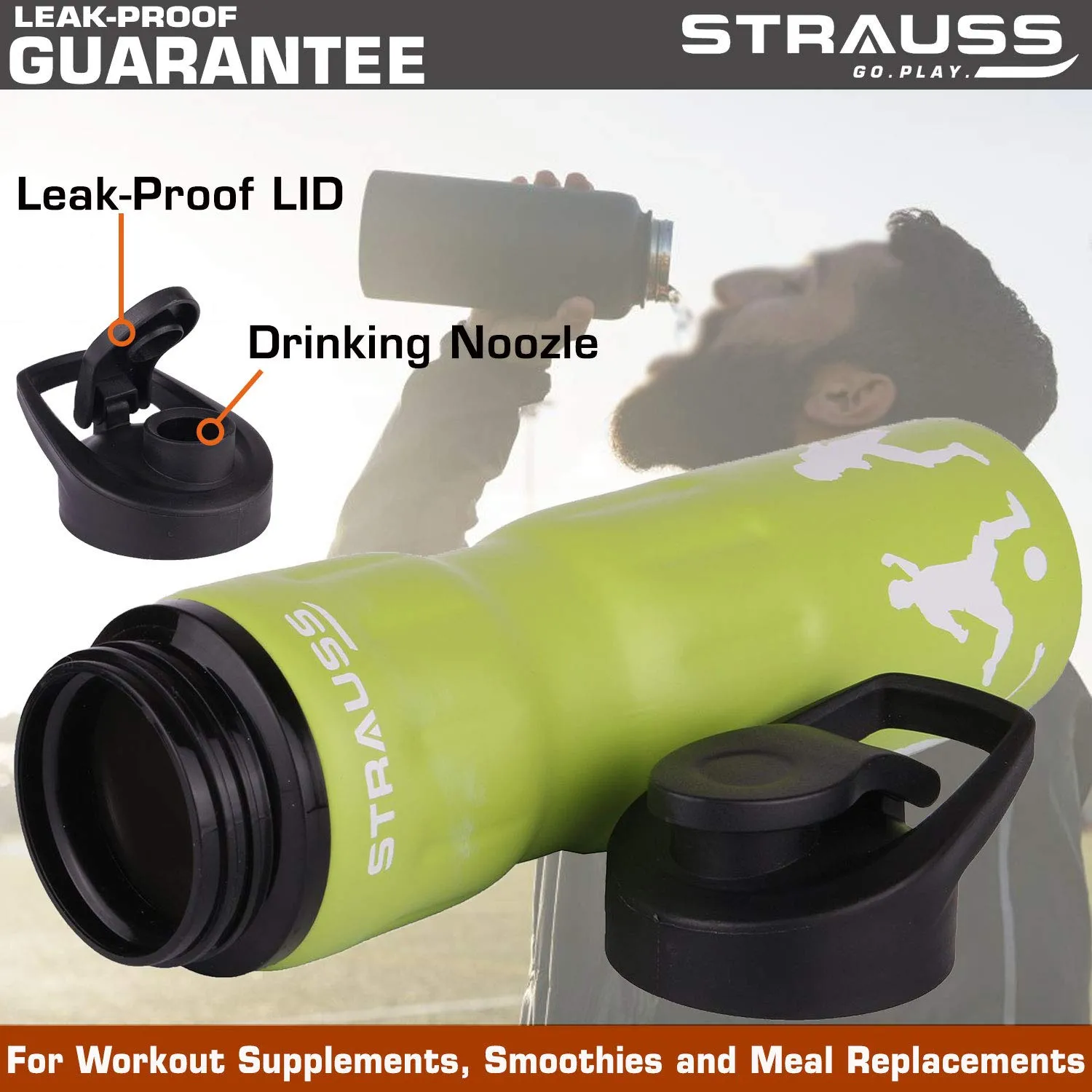 STRAUSS Stainless Steel Water Bottle, 750 ML | 100% Leak Proof | Eco-Friendly and BPA-Free | Water Bottle For Office, Gym, Home, Kitchen, Hiking, Trekking and Travelling | Ideal For Girls, Boys and Kids, (Green)