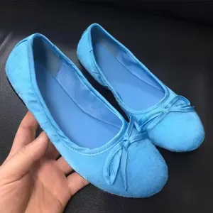 TAVIMART  -  Blue Bow Mary Jane Ballet Shoes Fashion Designer Women's Shoes Shallow Mouth Overlay Soft Bottom Flats