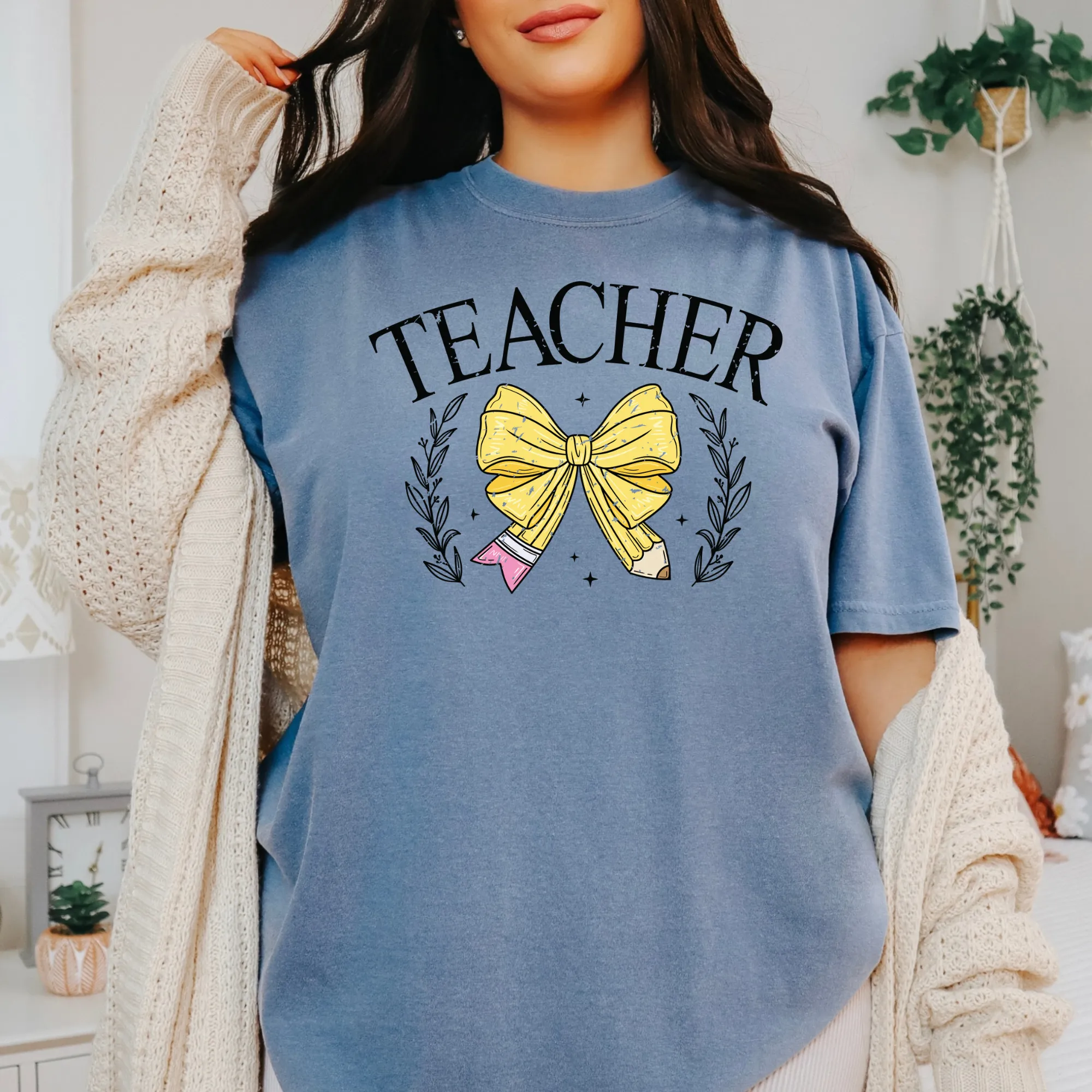 Teacher Yellow Pencil Coquette Shirt