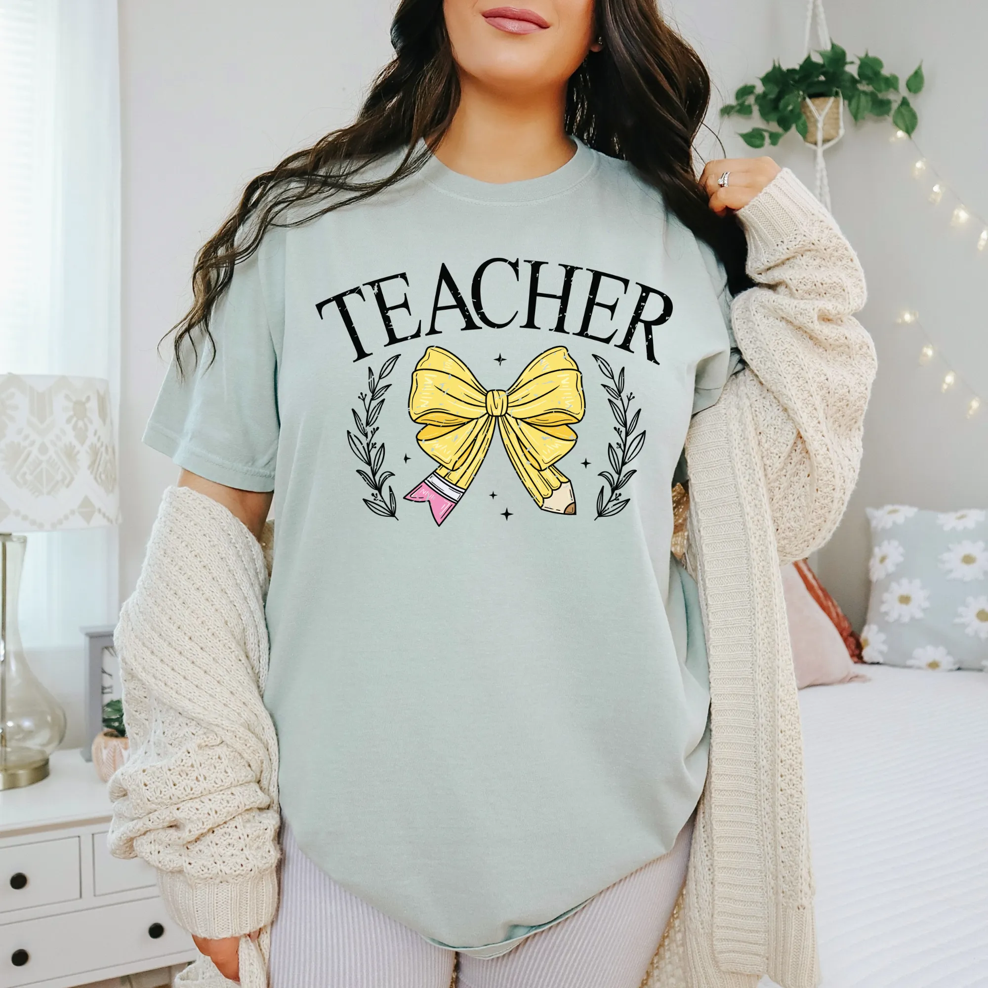 Teacher Yellow Pencil Coquette Shirt