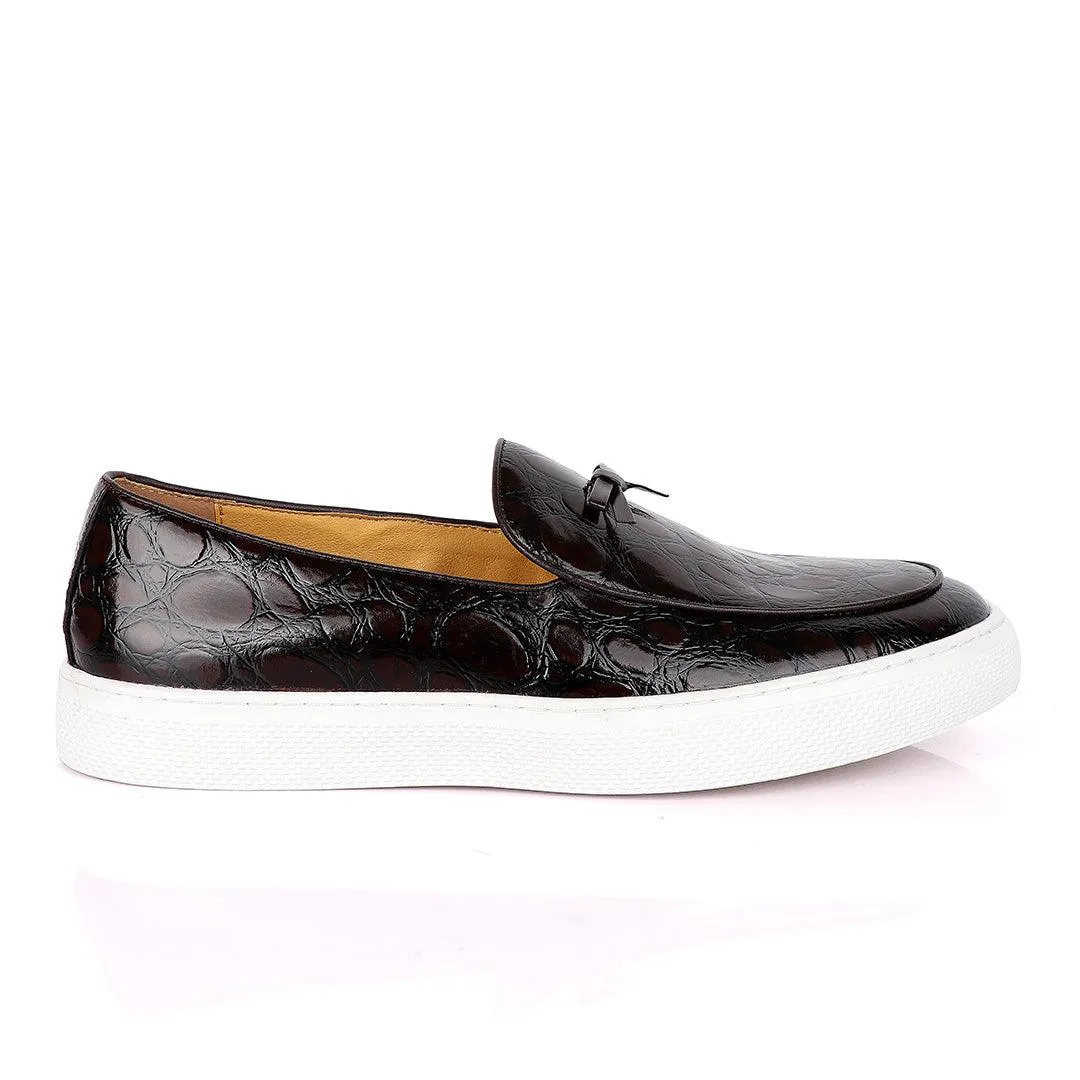 Terry Taylors Classic Glossy Coffee Pattern Sneakers Shoe