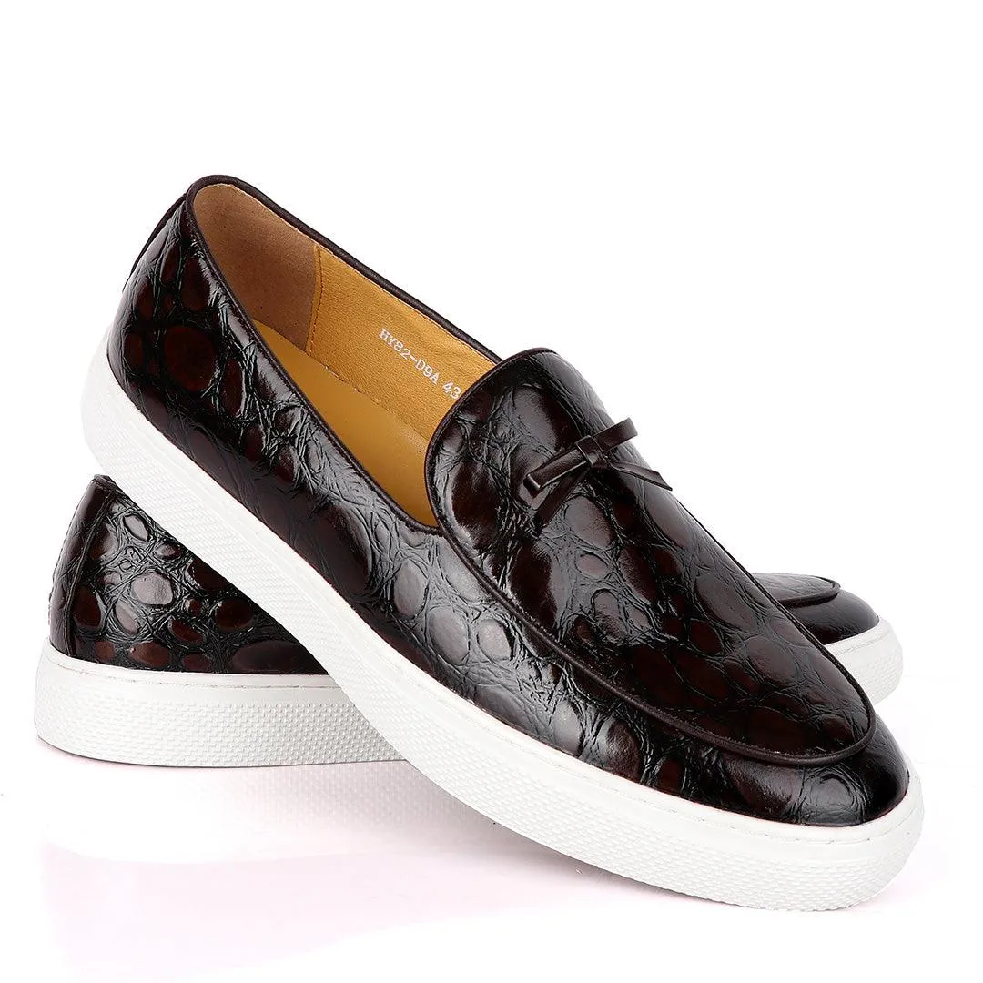 Terry Taylors Classic Glossy Coffee Pattern Sneakers Shoe