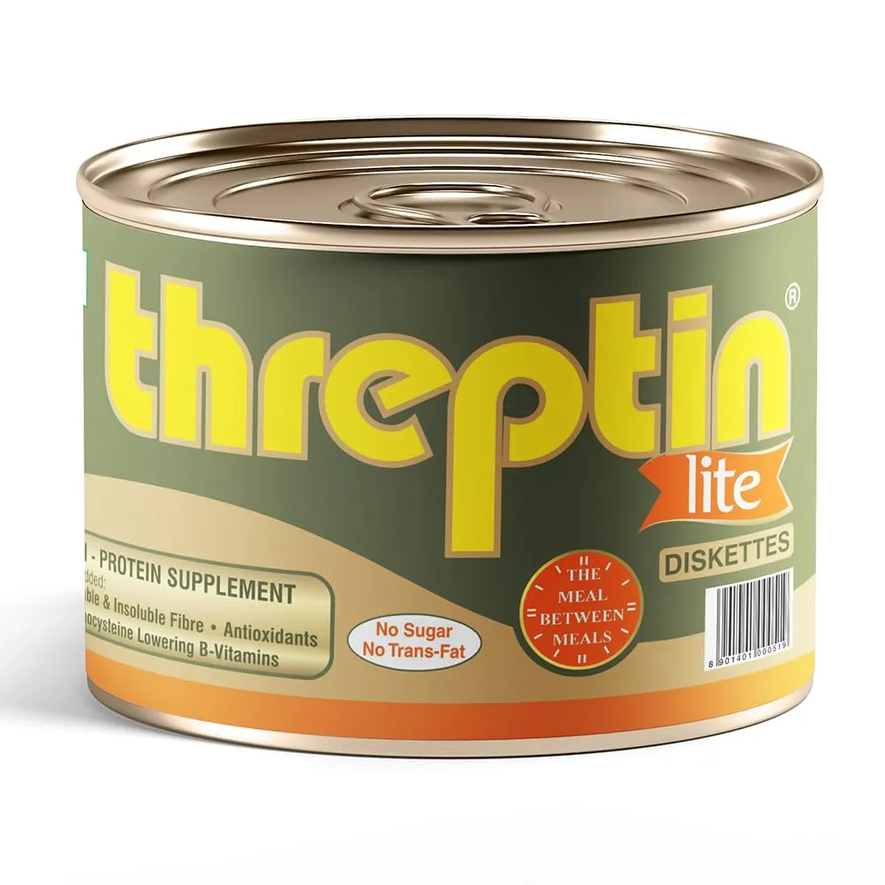 Threptin LITE- Sugarfree Protein Diskettes - 275g, Casein Protein Diskette with Fibers, Antioxidant, Vitamins and Minerals| For Kids, Men and Women|Delicious Vanilla Flavor|100% Veg