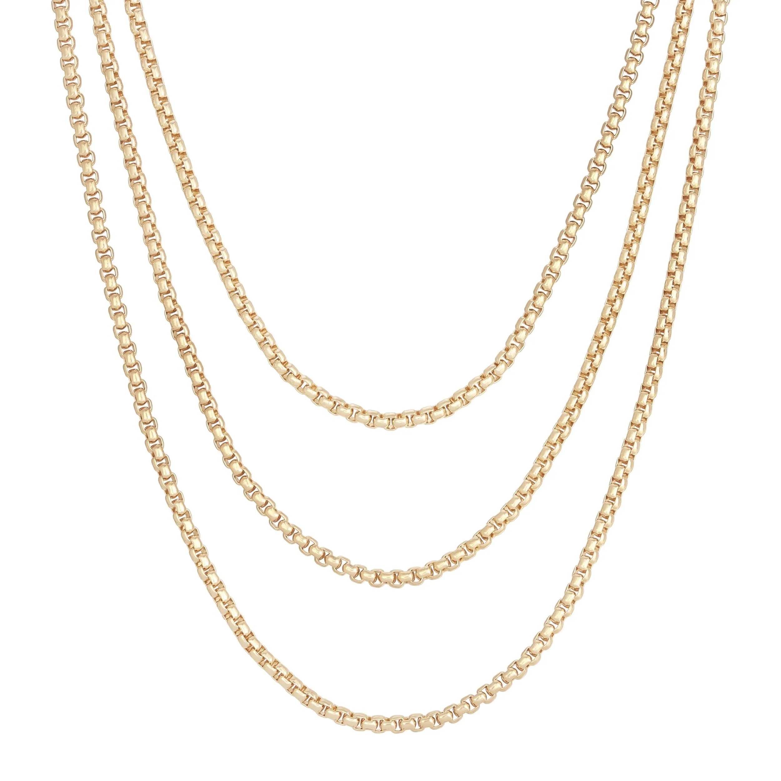 Triple Layer Thin Luciana Box Chain Necklace