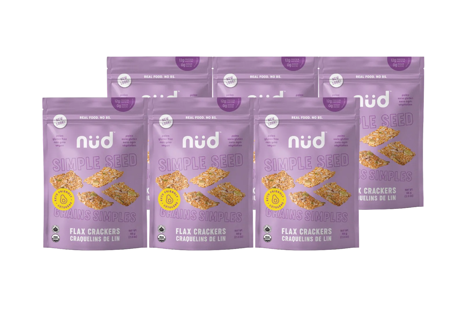 Unleash the Power of Seeds: Crunchy & Keto-Friendly NUD Flax Crackers (6-Pack)