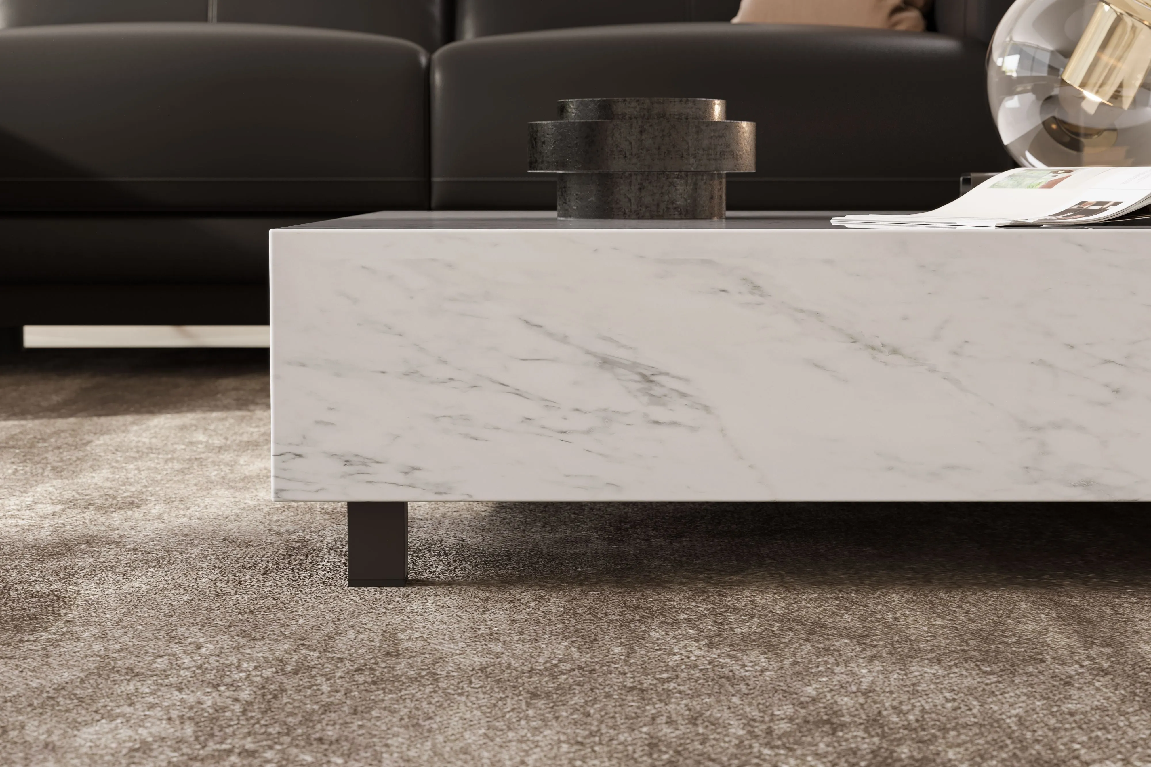 Valencia Addison Carrara Marble Coffee Table, White Color