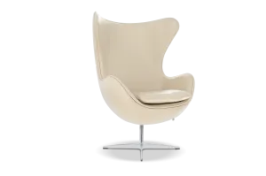 Valencia Finola Top Grain Leather Accent Chair, Cream Color