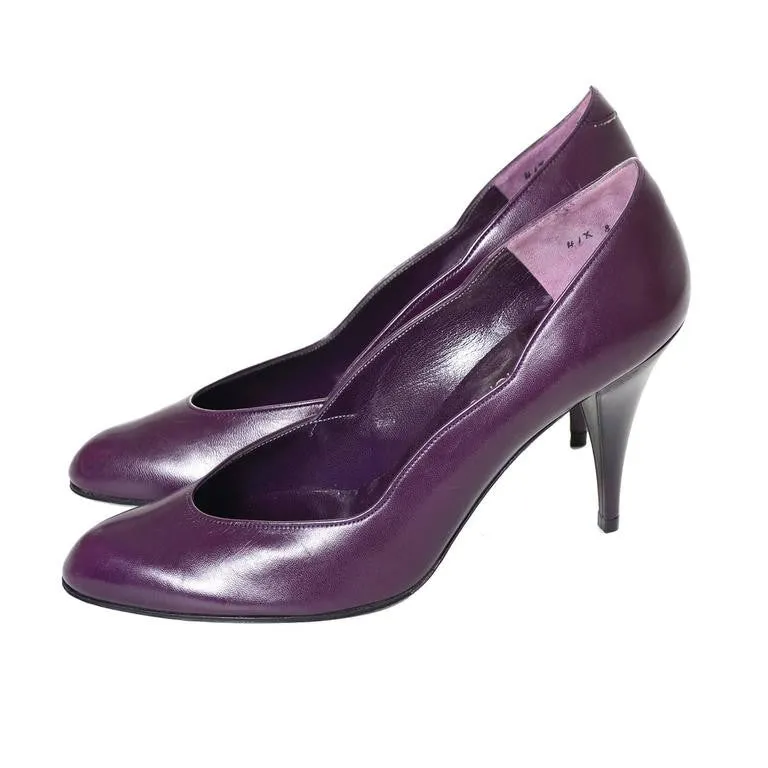 Vintage Charles Jourdan Vintage Shoes Purple Leather Heels AS New Size 8A France