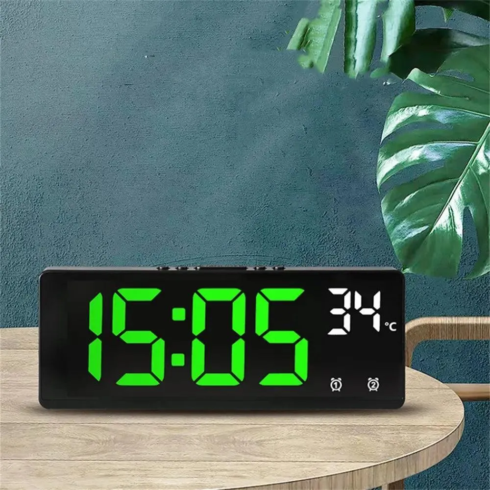 Voice Controlled Alarm Clock with Temperature Display: Dual Alarms, Smart Home Gadget