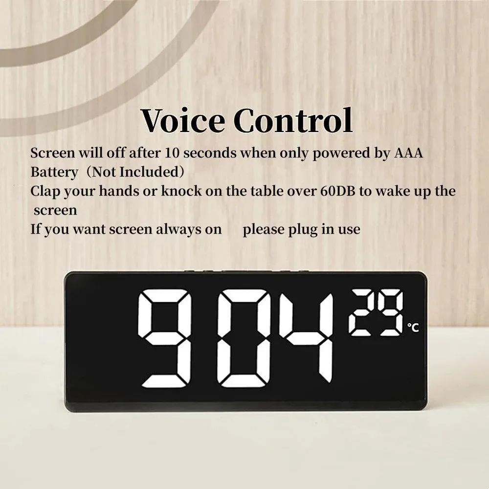 Voice Controlled Alarm Clock with Temperature Display: Dual Alarms, Smart Home Gadget