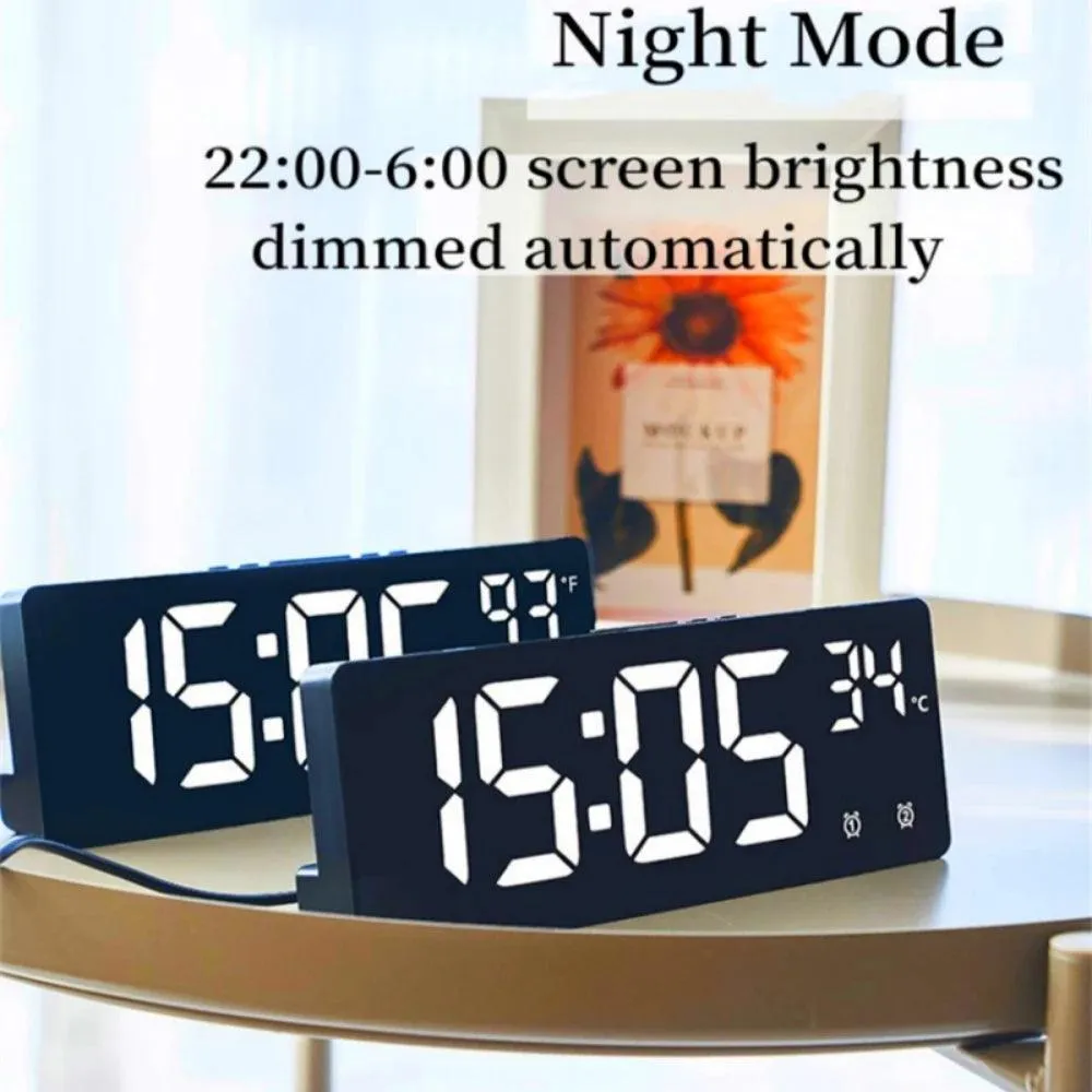 Voice Controlled Alarm Clock with Temperature Display: Dual Alarms, Smart Home Gadget