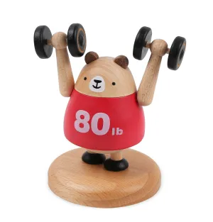 Weight Lifting Red Bear Bobble Head