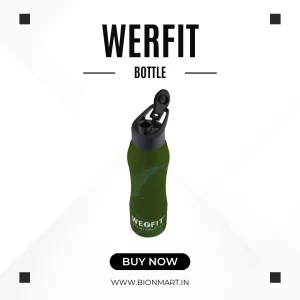 WErFIT Stainless Steel Water Bottle for Gym Park Cycling Yoga Office School Sports 900 ml Shaker  (Pack of 1, Green, Steel)