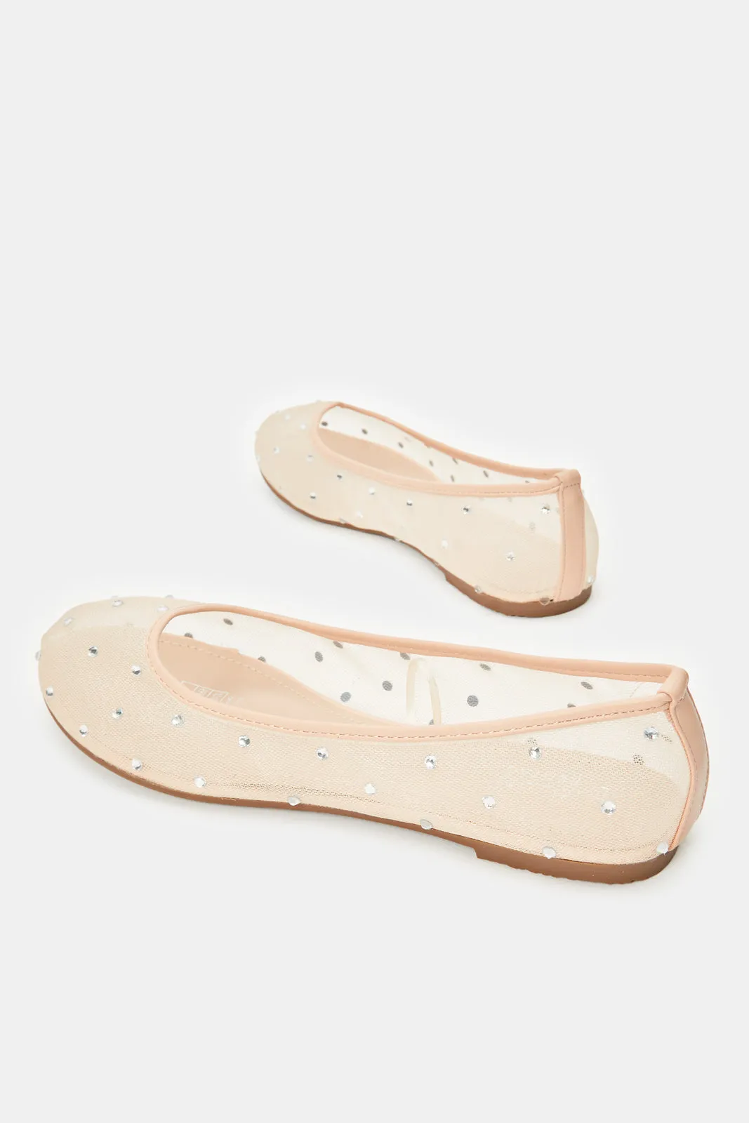 Women Beige Embellished Ballerina