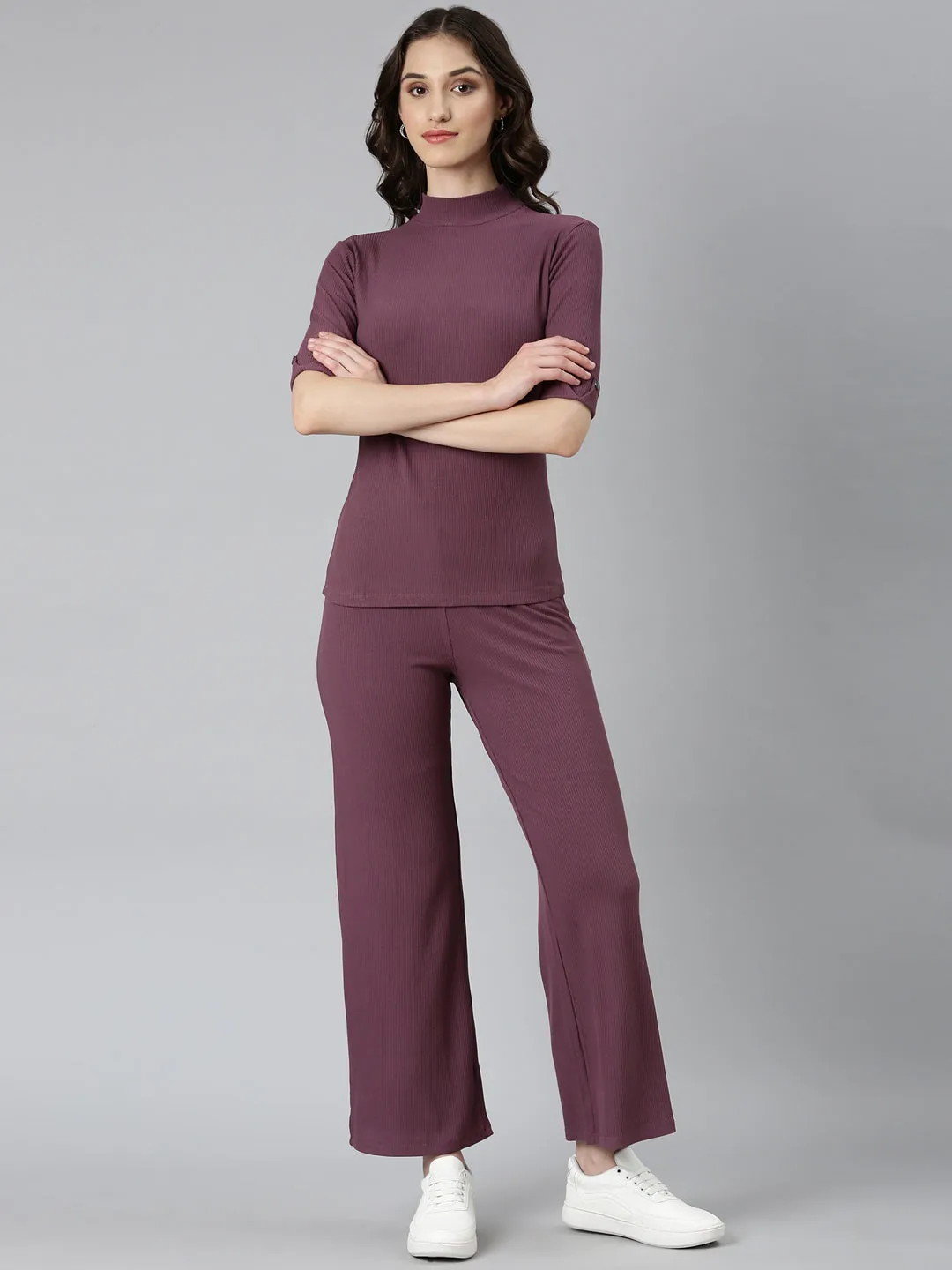 Women Purple Solid Tracksuit