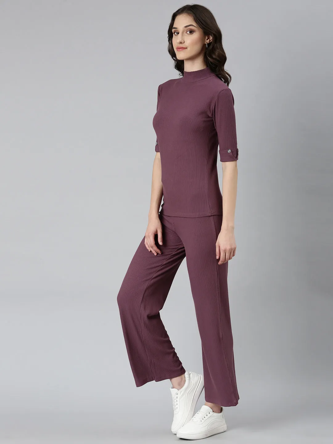 Women Purple Solid Tracksuit