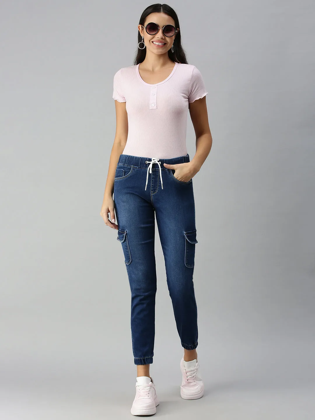 Women's Blue Solid Denim Jeans