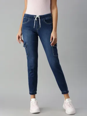 Women's Blue Solid Denim Jeans