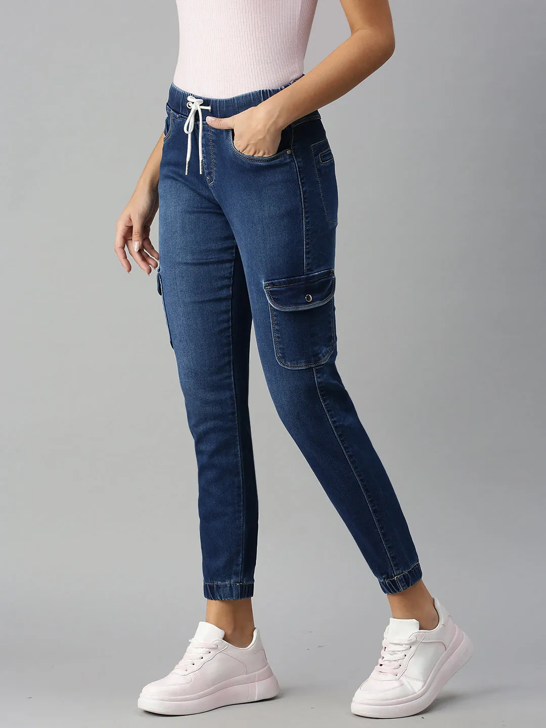 Women's Blue Solid Denim Jeans