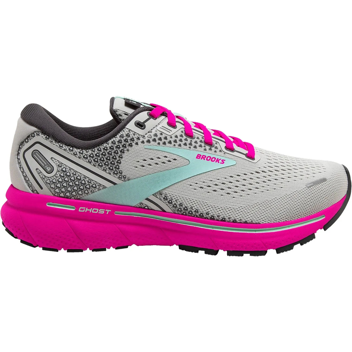 Women's Brooks Ghost 14 Oyster/Yucca/Pink Mesh