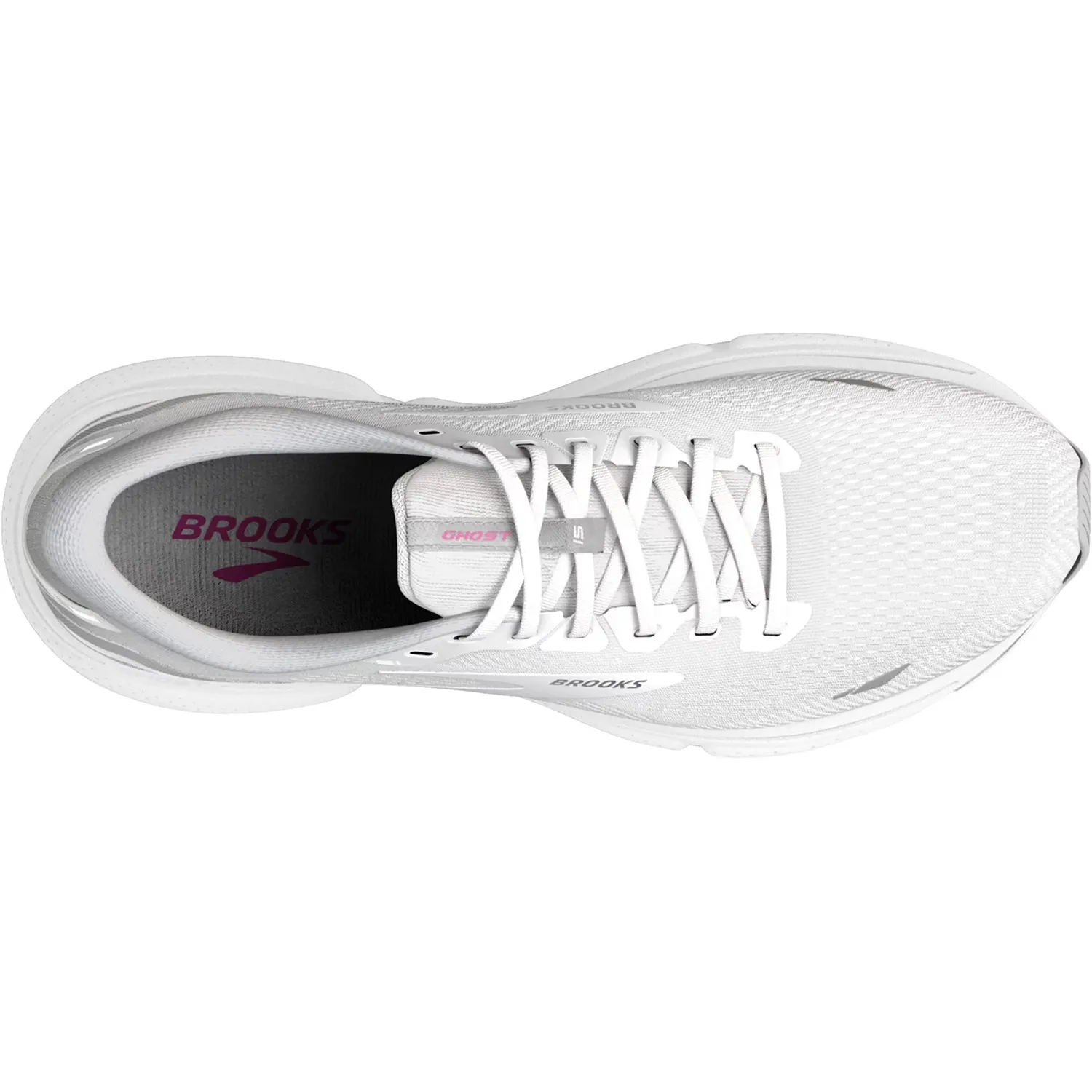 Women's Brooks Ghost 15 White/Oyster/Viola Mesh